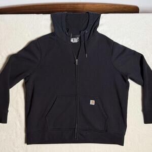 Carhartt Relaxed Fit Black Full Zip Hooded Sweatshirt w/ Pockets Size XXL (20)